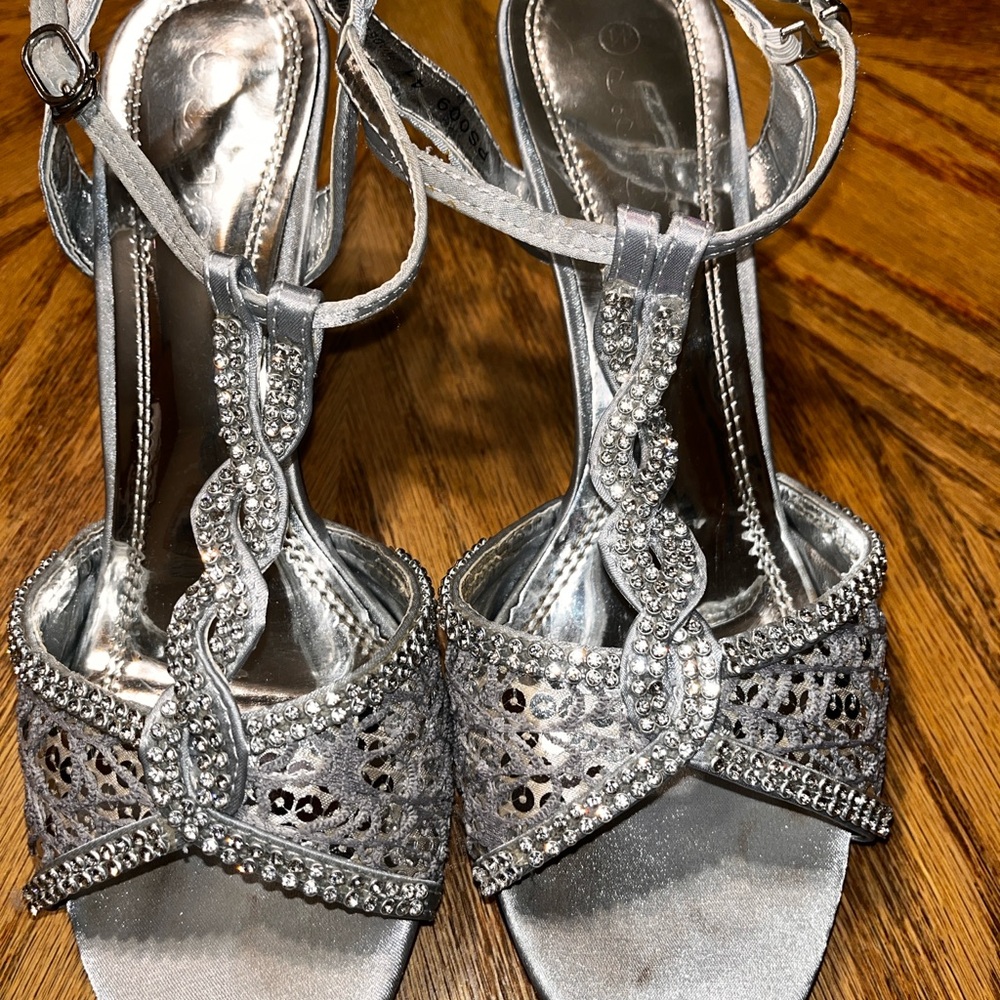 Elegant Silver Strappy Heels